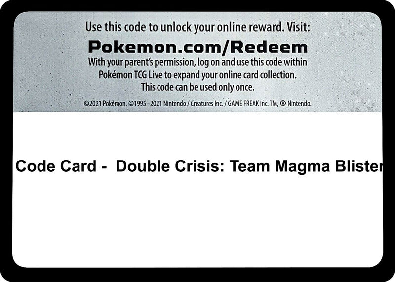 Image for Code Card - Double Crisis: Team Magma Blister (Double Crisis) (DCR) - Pokemon