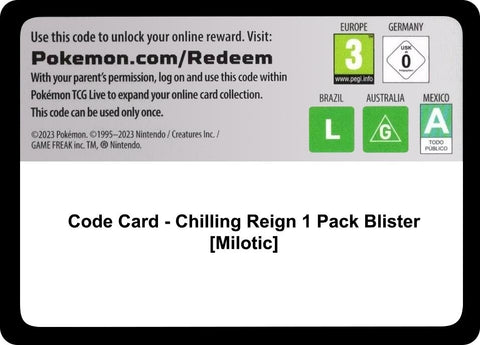 Image for Code Card - Chilling Reign 1 Pack Blister [Milotic] (SWSH06: Chilling Reign) - Pokemon