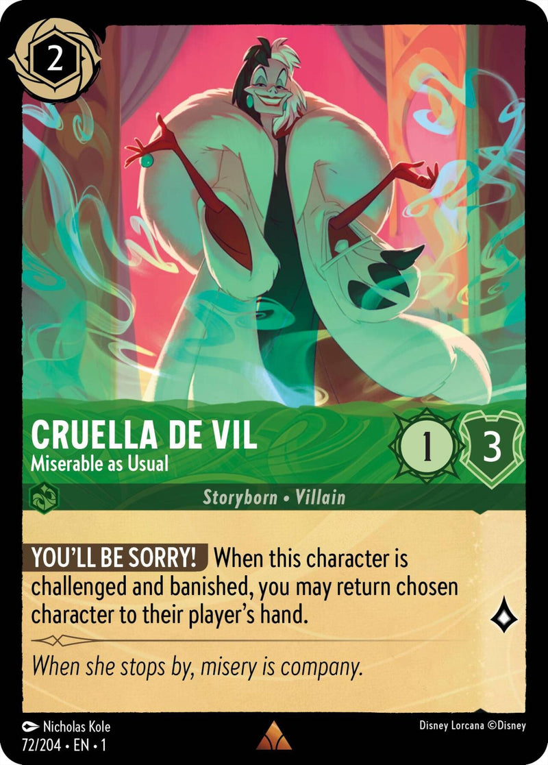 Image for Cruella De Vil - Miserable as Usual (72/204) (The First Chapter) (1) - Disney Lorcana