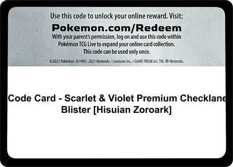 Image for Code Card - Scarlet & Violet Premium Checklane Blister [Hisuian Zoroark] (SV01: Scarlet & Violet Base Set) - Pokemon
