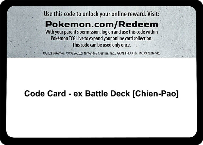 Image for Code Card - ex Battle Deck [Chien-Pao] (Miscellaneous Cards & Products) (MCAP) - Pokemon