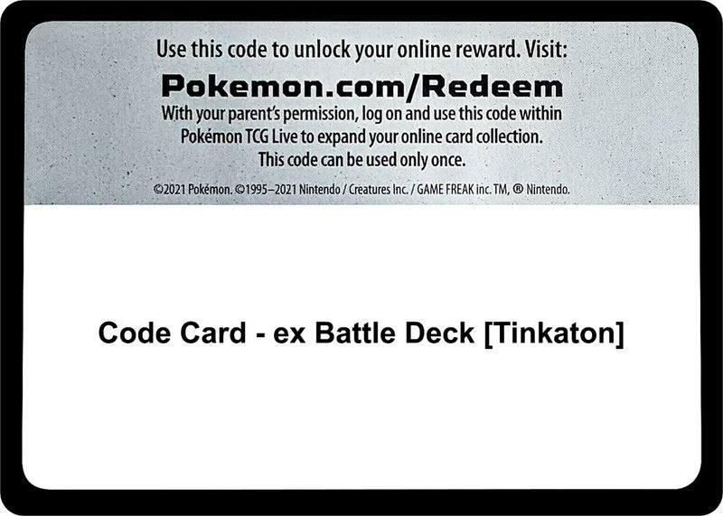 Image for Code Card - ex Battle Deck [Tinkaton] (Miscellaneous Cards & Products) (MCAP) - Pokemon