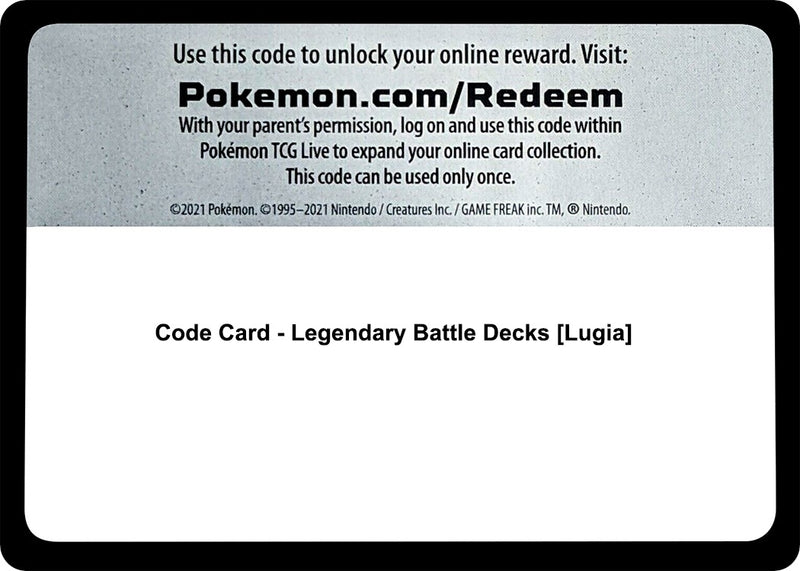 Image for Code Card - Legendary Battle Decks [Lugia] (SM - Guardians Rising) (SM02) - Pokemon