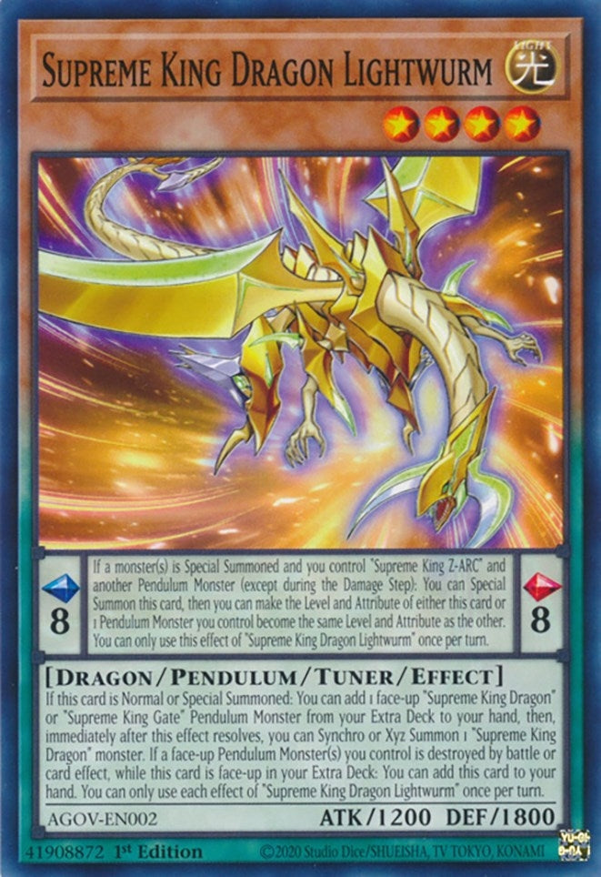 Supreme King Dragon Lightwurm (AGOV-EN002) (Age of Overlord) YuGiOh