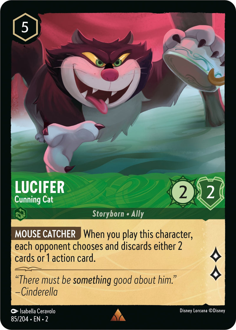 Image for Lucifer - Cunning Cat (85/204) (Rise of the Floodborn) (2) - Disney Lorcana