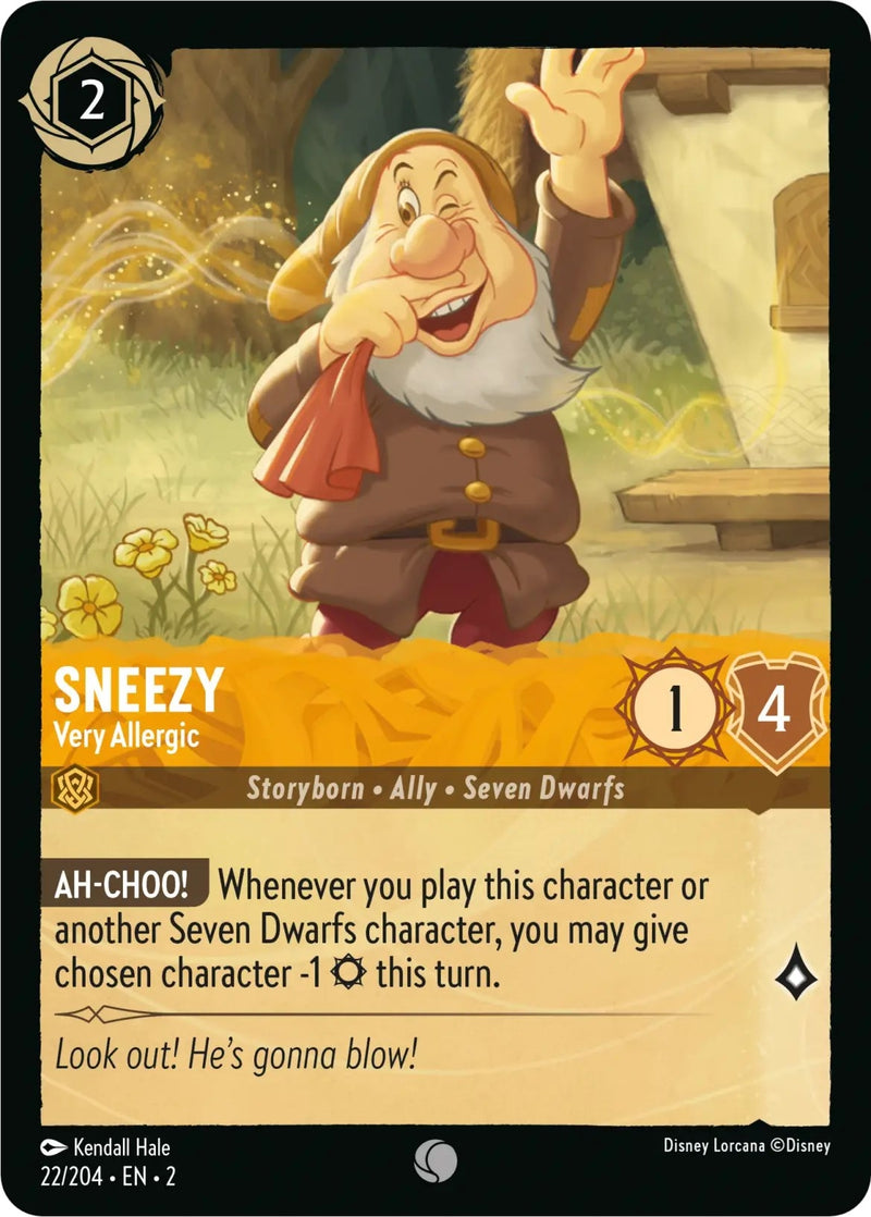 Image for Sneezy - Very Allergic (22/204) (Rise of the Floodborn) (2) - Disney Lorcana