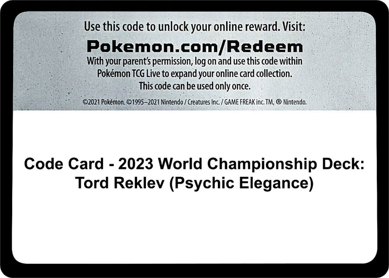 Image for Code Card - 2023 World Championship Deck: Tord Reklev (Psychic Elegance) (World Championship Decks) (WCD) - Pokemon