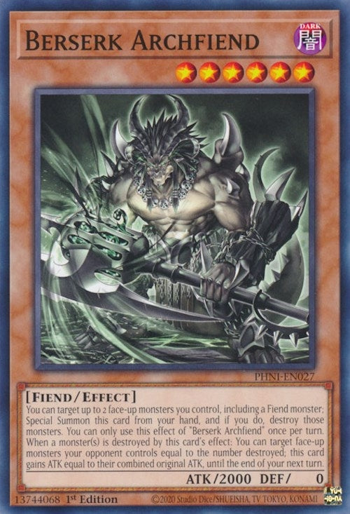 Berserk Archfiend (PHNI-EN027) (Phantom Nightmare) YuGiOh