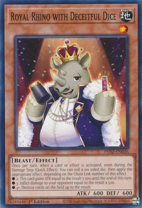 Royal Rhino with Deceitful Dice (PHNI-EN036) (Phantom Nightmare) YuGiOh