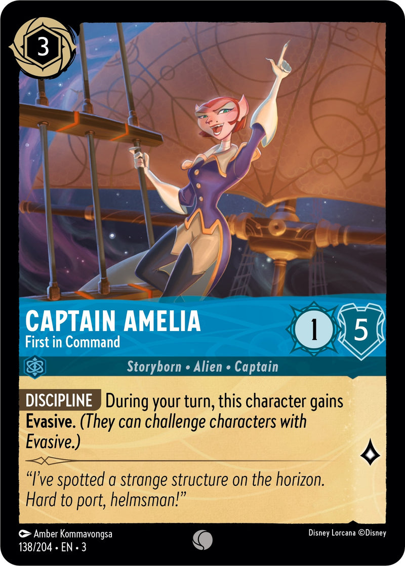 Image for Captain Amelia - First in Command (138/204) (Into the Inklands) (3) - Disney Lorcana