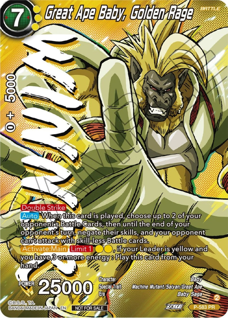 Great Ape Baby, Golden Rage (Zenkai Series Tournament Pack Vol.7) (Winner) (P-583) (Tournament Promotion Cards) Dragon Ball Super: Masters