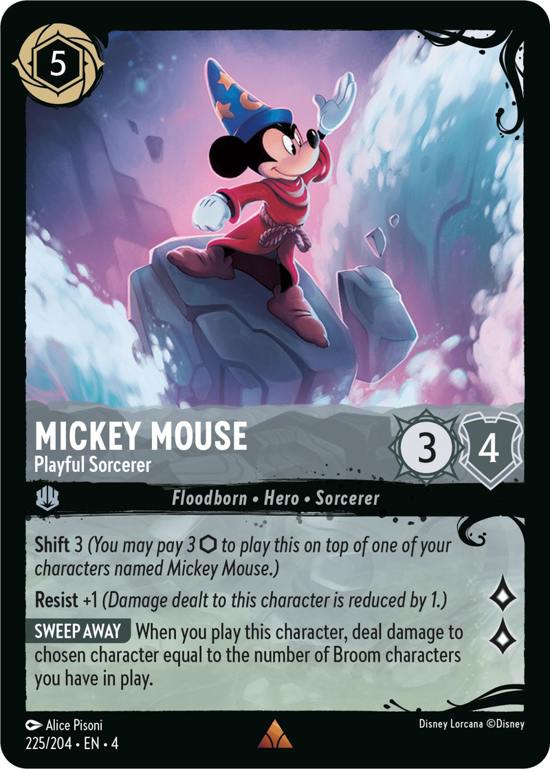 Image for Mickey Mouse - Playful Sorcerer (225/204) (225/204) (Illumineer's Quest: Deep Trouble) (Q1) - Disney Lorcana