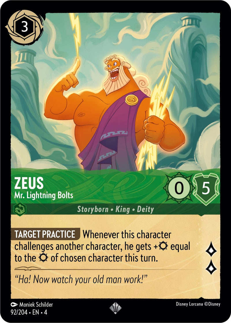 Image for Zeus - Mr. Lightning Bolts (92/204) (Ursula's Return) (4) - Disney Lorcana