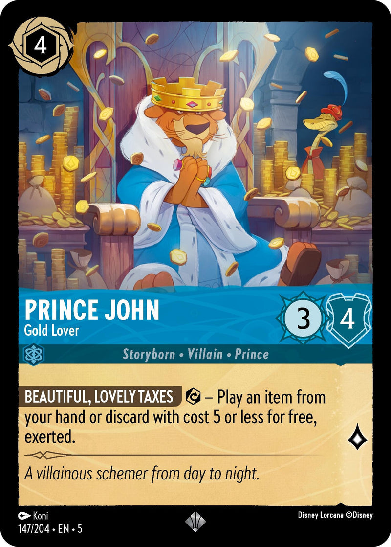 Image for Prince John - Gold Lover (147/204) (Shimmering Skies) (5) - Disney Lorcana