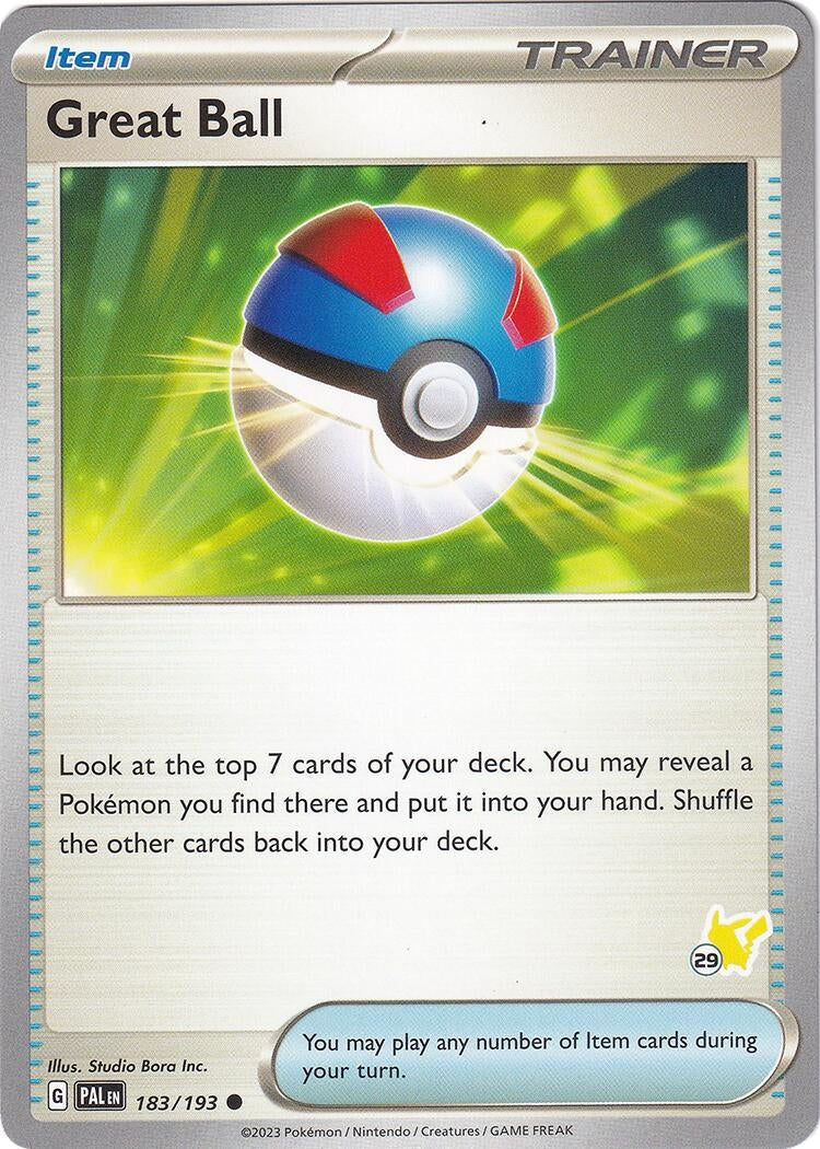 Image for Great Ball - Pikachu 29 (183/193) - Pokemon