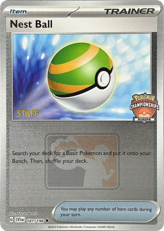 Image for Nest Ball - 181/198 (Europe Championships) [Staff] (181/198) (League & Championship Cards) (PR) - Pokemon