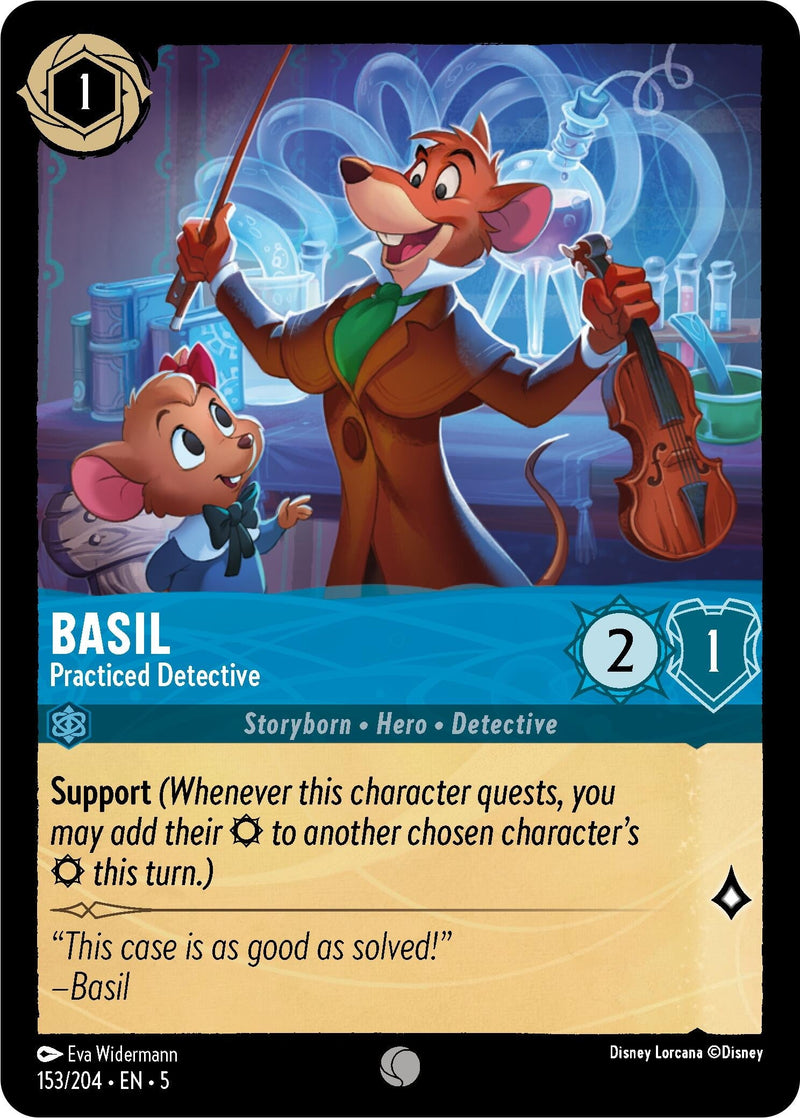 Basil - Practiced Detective (153/204) (Shimmering Skies) Disney Lorcana