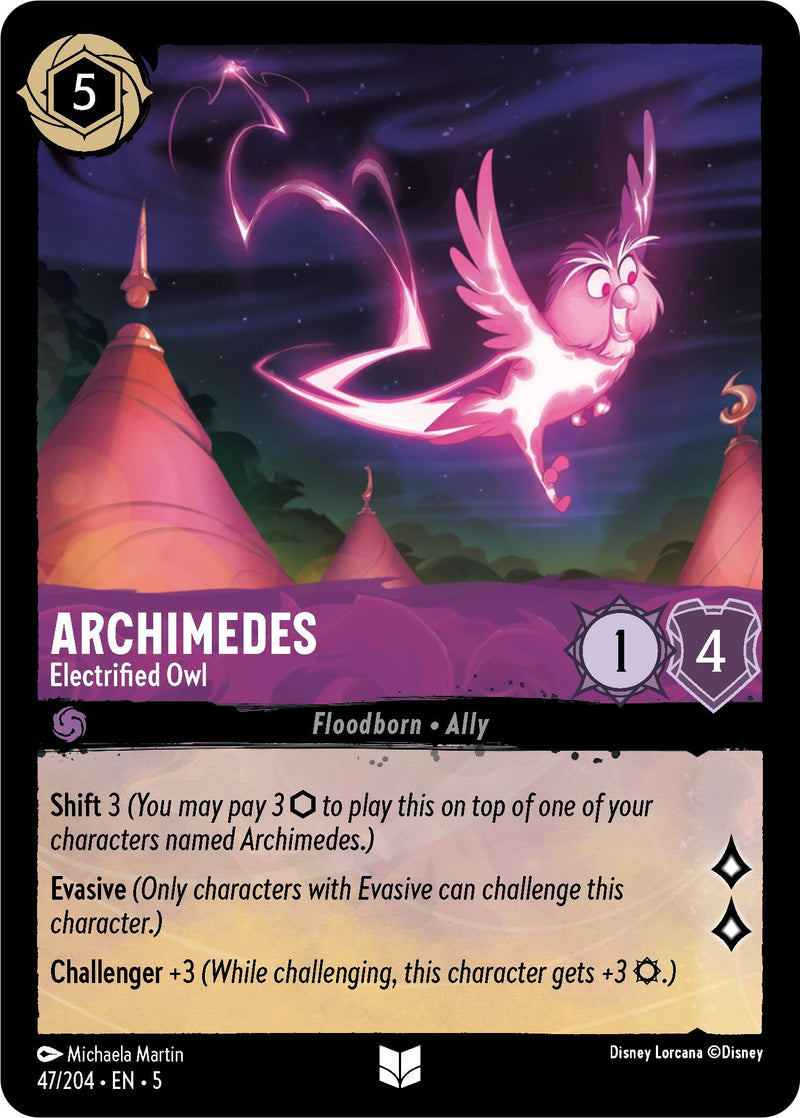 Image for Archimedes - Electrified Owl (47/204) (Shimmering Skies) (5) - Disney Lorcana