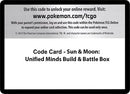 Image for Code Card - Sun & Moon Unified Minds Build & Battle Box (SM - Unified Minds) (SM11) - Pokemon