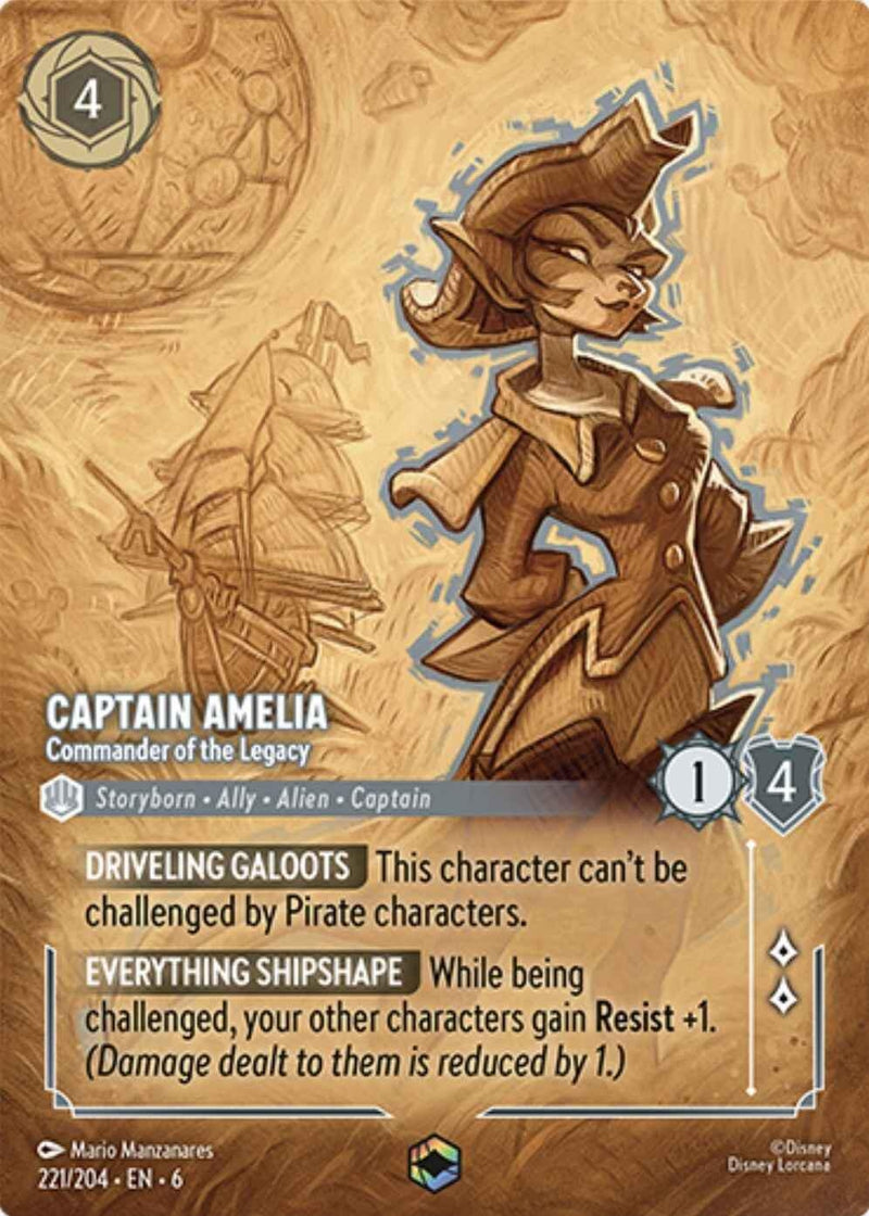 Image for Captain Amelia - Commander of the Legacy (Enchanted) (221/204) (Azurite Sea) (6) - Disney Lorcana