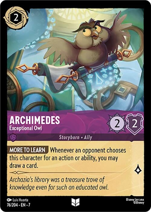 Image for Archimedes - Exceptional Owl (76/204) (Archazia's Island) (7) - Disney Lorcana