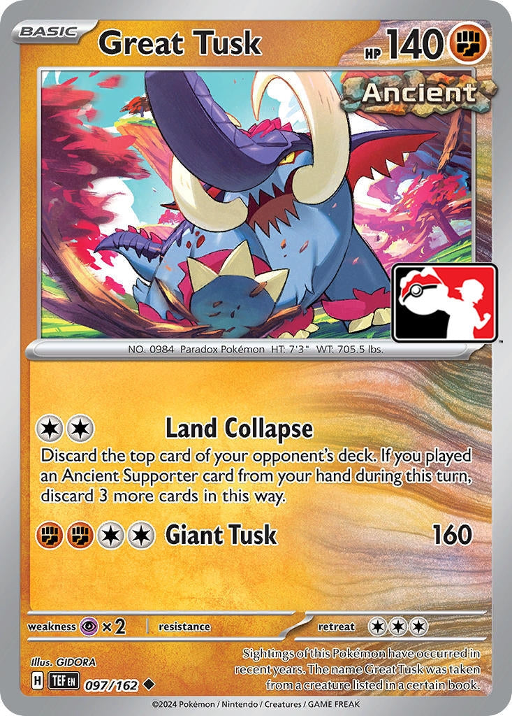 Great Tusk (097/162) (Prize Pack Series Cards) Pokemon