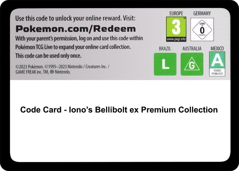 Image for Code Card - Iono’s Bellibolt ex Premium Collection (Miscellaneous Cards & Products) (MCAP) - Pokemon