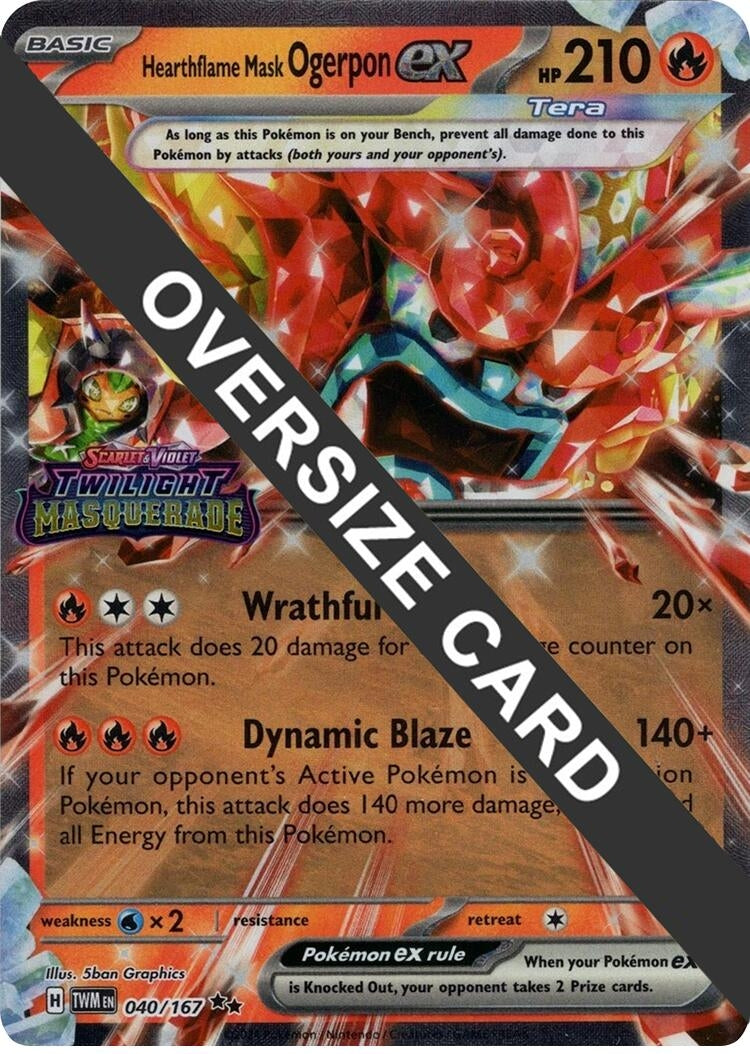 Image for Hearthflame Mask Ogerpon ex (Twilight Masquerade Stamp) (040/167) (Jumbo Cards) (PR) - Pokemon