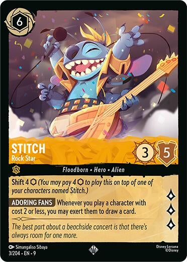 Image for Stitch - Rock Star (3/204) (Fabled) (9) - Disney Lorcana