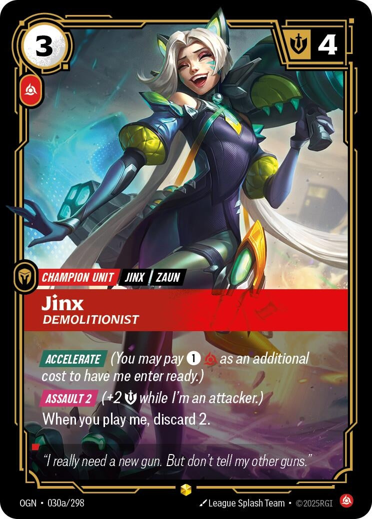 Image for Jinx, Demolitionist (Alternate Art) (030a/298) (Origins) (OGN) - Riftbound: League of Legends Trading Card Game