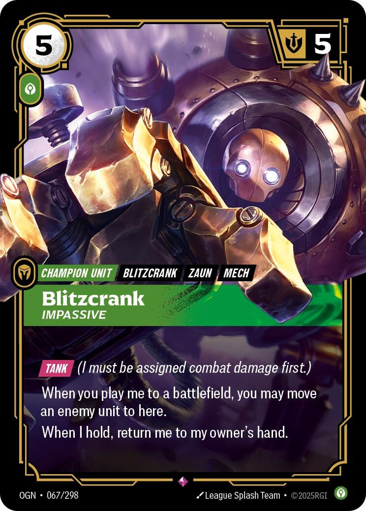 Image for Blitzcrank, Impassive (067/298) (Origins) (OGN) - Riftbound: League of Legends Trading Card Game