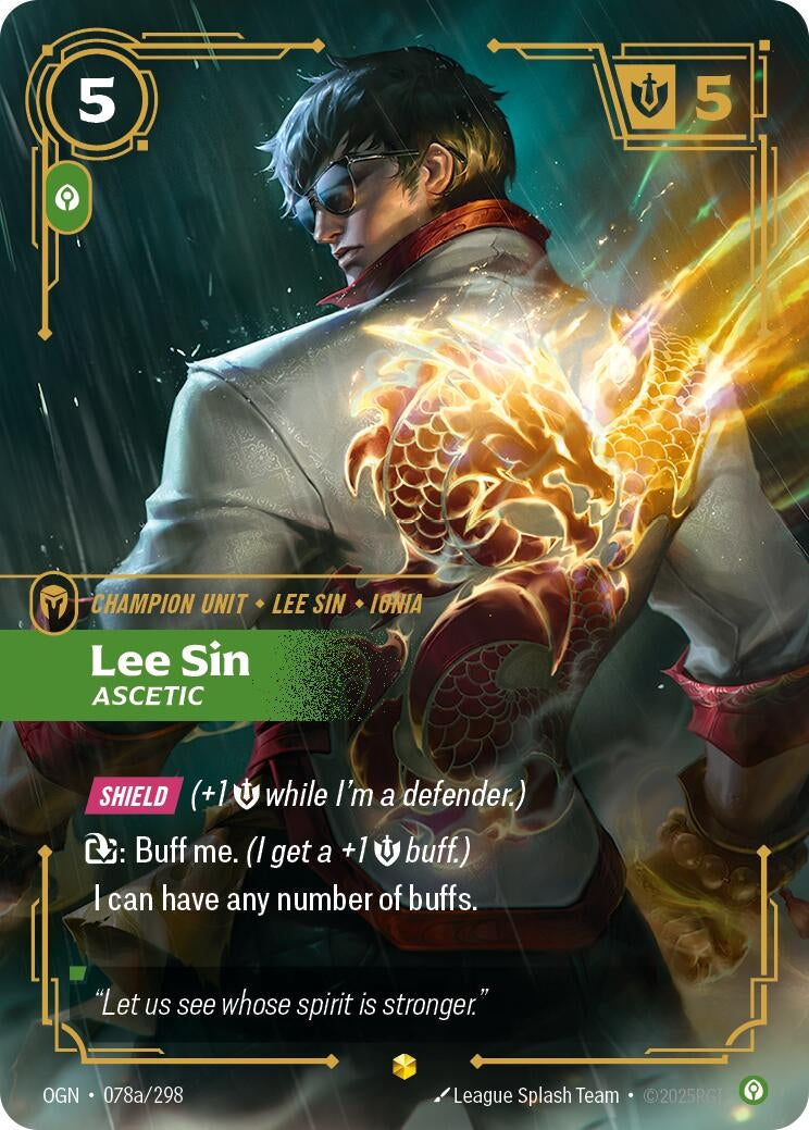 Image for Lee Sin, Ascetic (Alternate Art) (078a/298) (Origins) (OGN) - Riftbound: League of Legends Trading Card Game