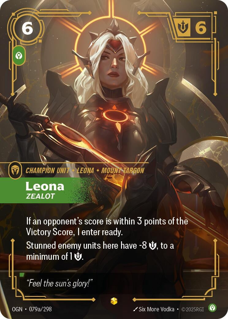 Image for Leona, Zealot (Alternate Art) (079a/298) (Origins) (OGN) - Riftbound: League of Legends Trading Card Game