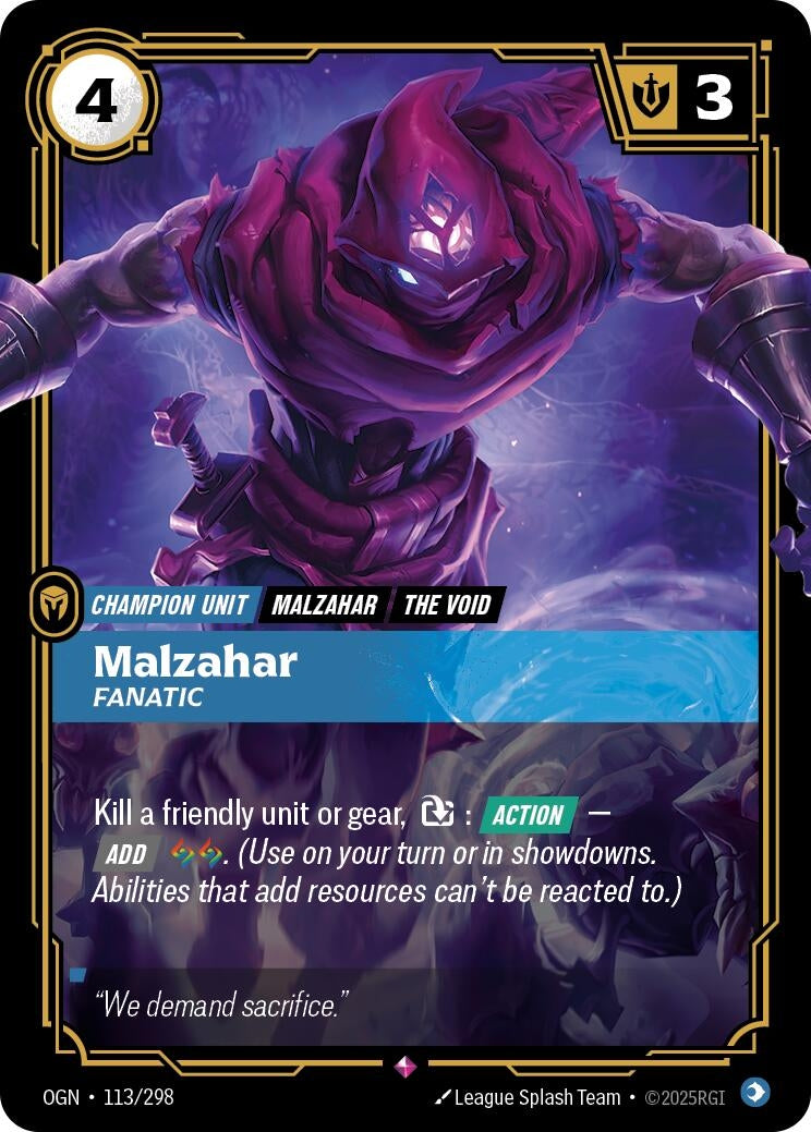 Image for Malzahar, Fanatic (113/298) (Origins) (OGN) - Riftbound: League of Legends Trading Card Game