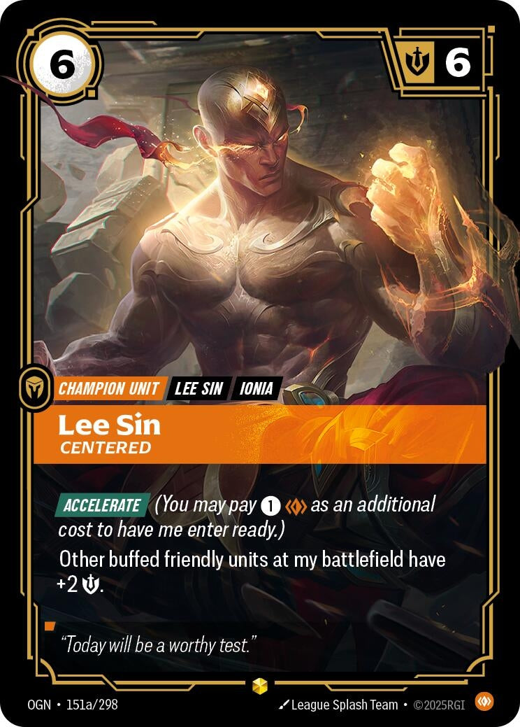 Image for Lee Sin, Centered (Alternate Art) (151a/298) (Origins) (OGN) - Riftbound: League of Legends Trading Card Game