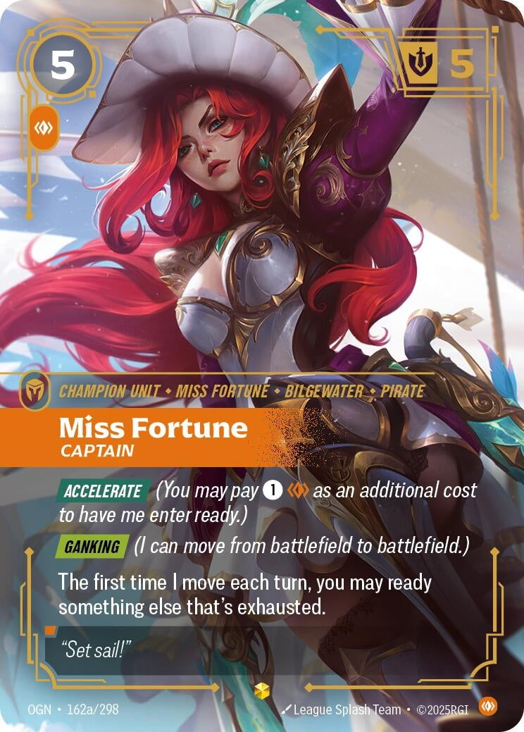 Image for Miss Fortune, Captain (Alternate Art) (162a/298) (Origins) (OGN) - Riftbound: League of Legends Trading Card Game