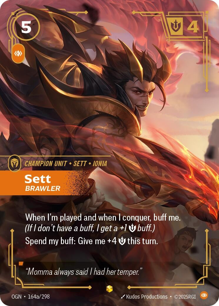 Image for Sett, Brawler (Alternate Art) (164a/298) (Origins) (OGN) - Riftbound: League of Legends Trading Card Game