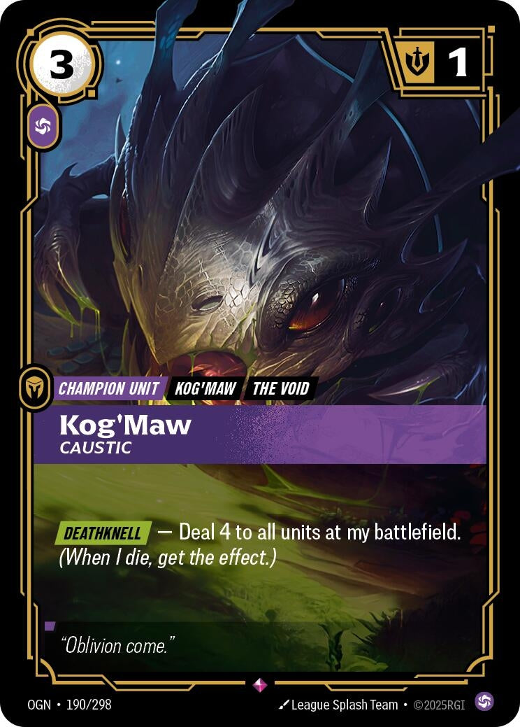Image for Kog'Maw, Caustic (190/298) (Origins) (OGN) - Riftbound: League of Legends Trading Card Game