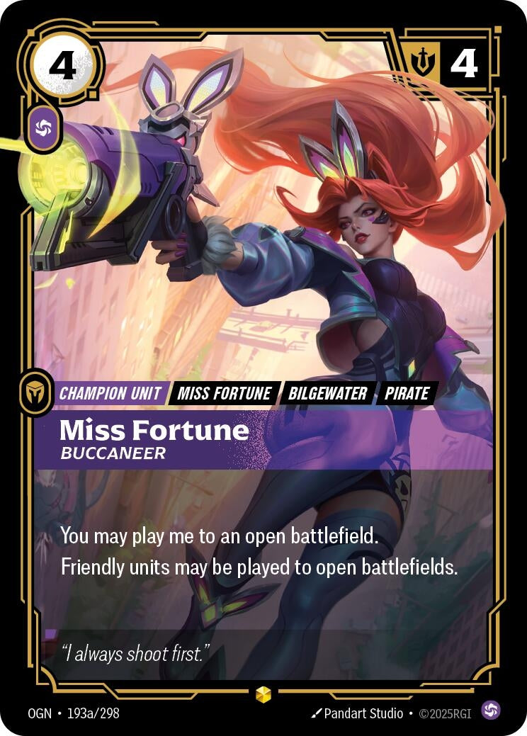 Image for Miss Fortune, Buccaneer (Alternate Art) (193a/298) (Origins) (OGN) - Riftbound: League of Legends Trading Card Game