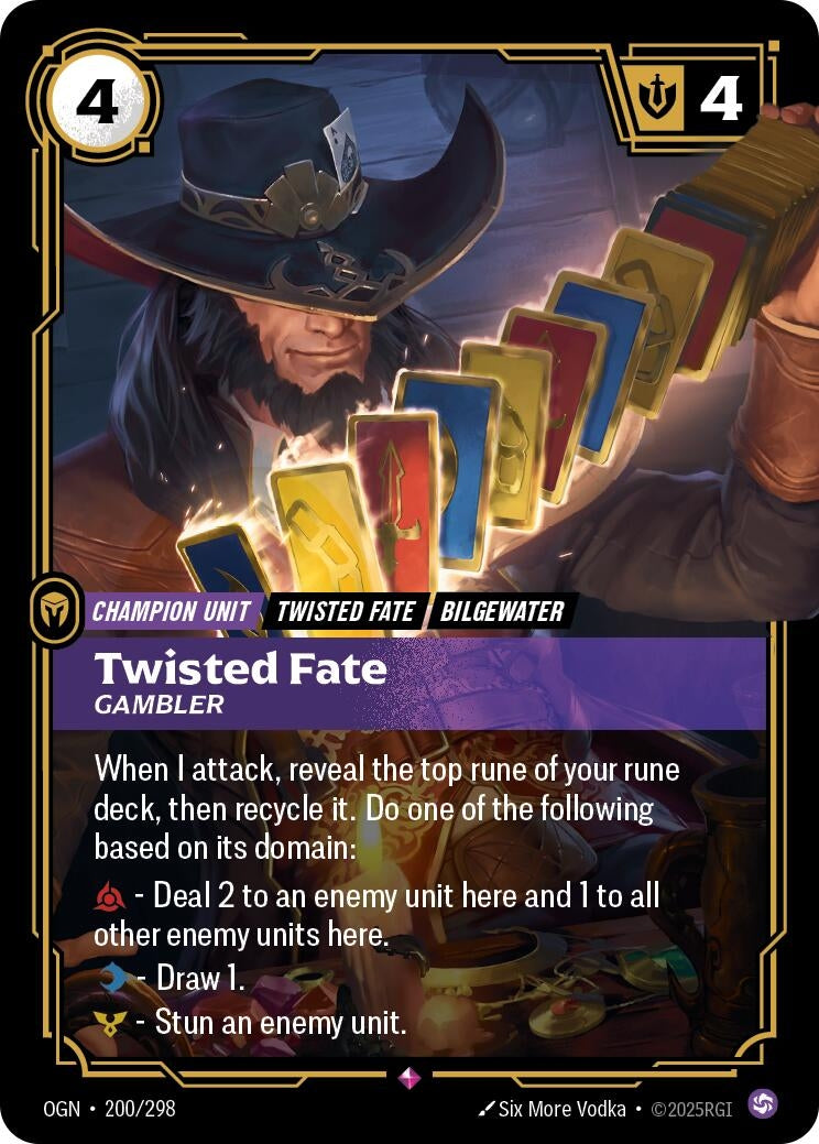 Image for Twisted Fate, Gambler (200/298) (Origins) (OGN) - Riftbound: League of Legends Trading Card Game