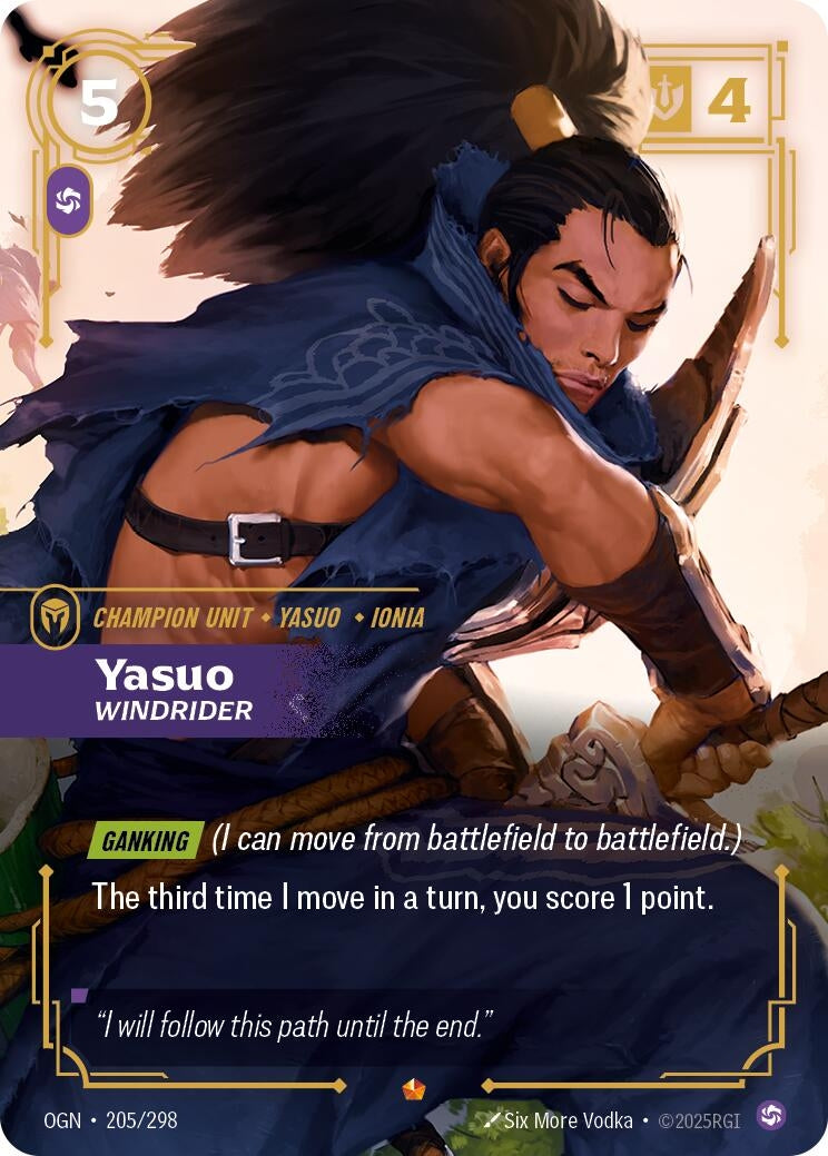 Image for Yasuo, Windrider (205/298) (Origins) (OGN) - Riftbound: League of Legends Trading Card Game