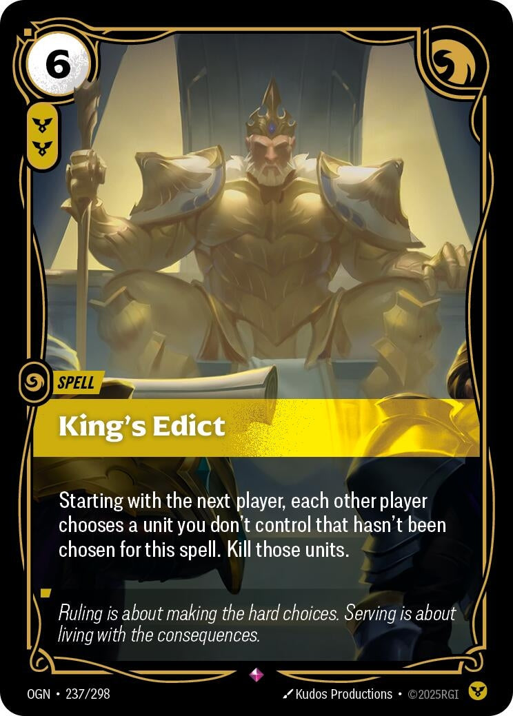 Image for King's Edict (237/298) (Origins) (OGN) - Riftbound: League of Legends Trading Card Game