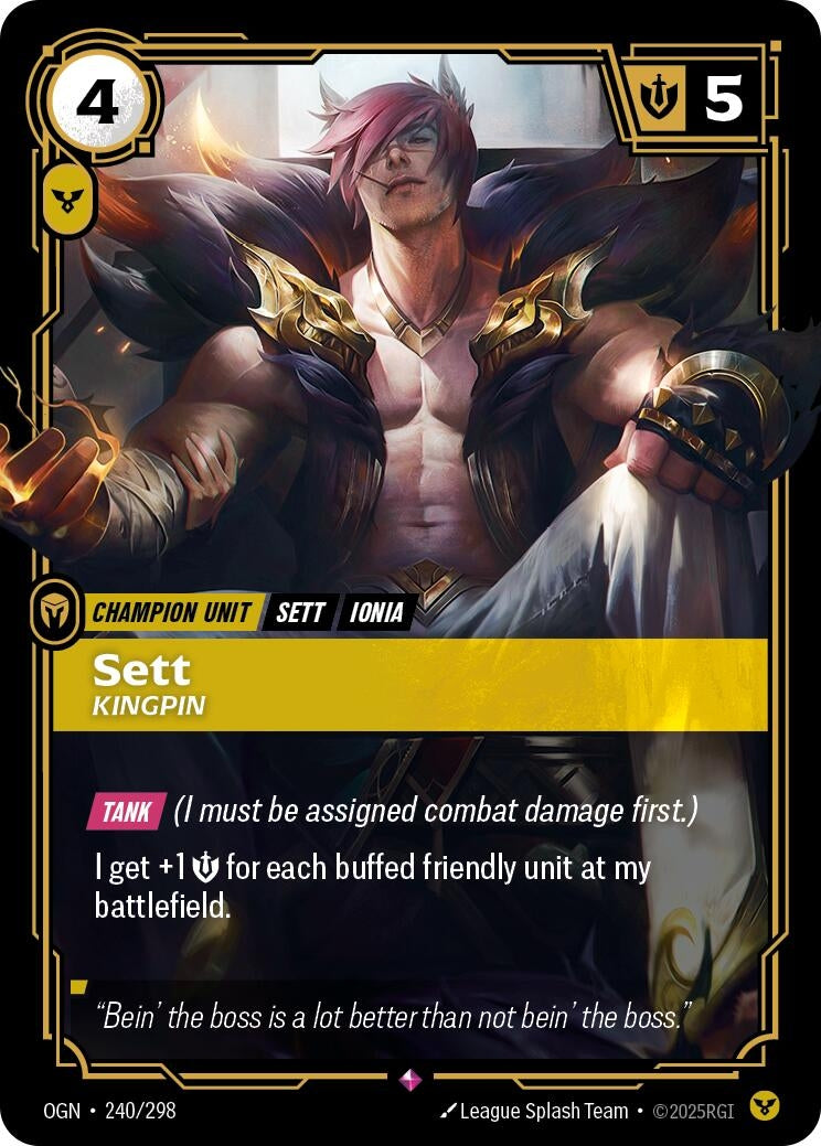 Image for Sett, Kingpin (240/298) (Origins) (OGN) - Riftbound: League of Legends Trading Card Game