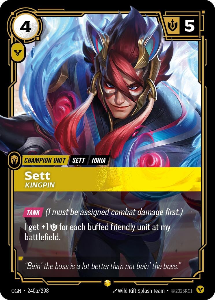 Image for Sett, Kingpin (Alternate Art) (240a/298) (Origins) (OGN) - Riftbound: League of Legends Trading Card Game