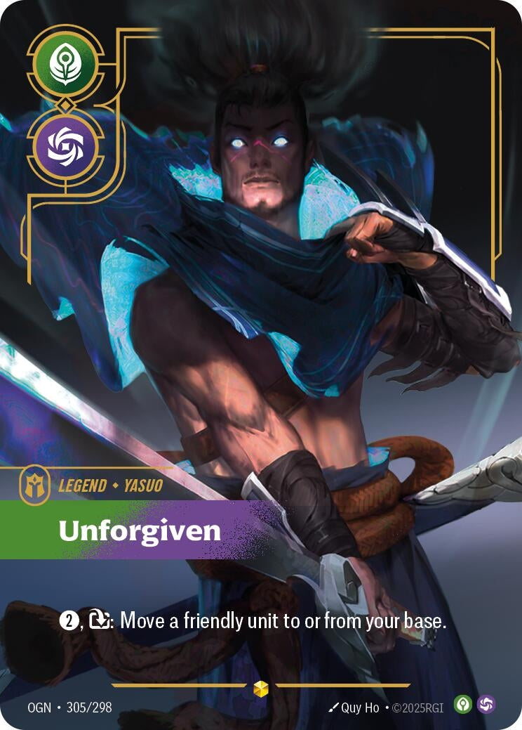 Image for Yasuo, Unforgiven (Overnumbered) (305/298) (Origins) (OGN) - Riftbound: League of Legends Trading Card Game
