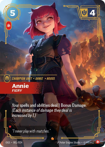 Image for Annie, Fiery (001/024) (Origins: Proving Grounds) (OGS) - Riftbound: League of Legends Trading Card Game