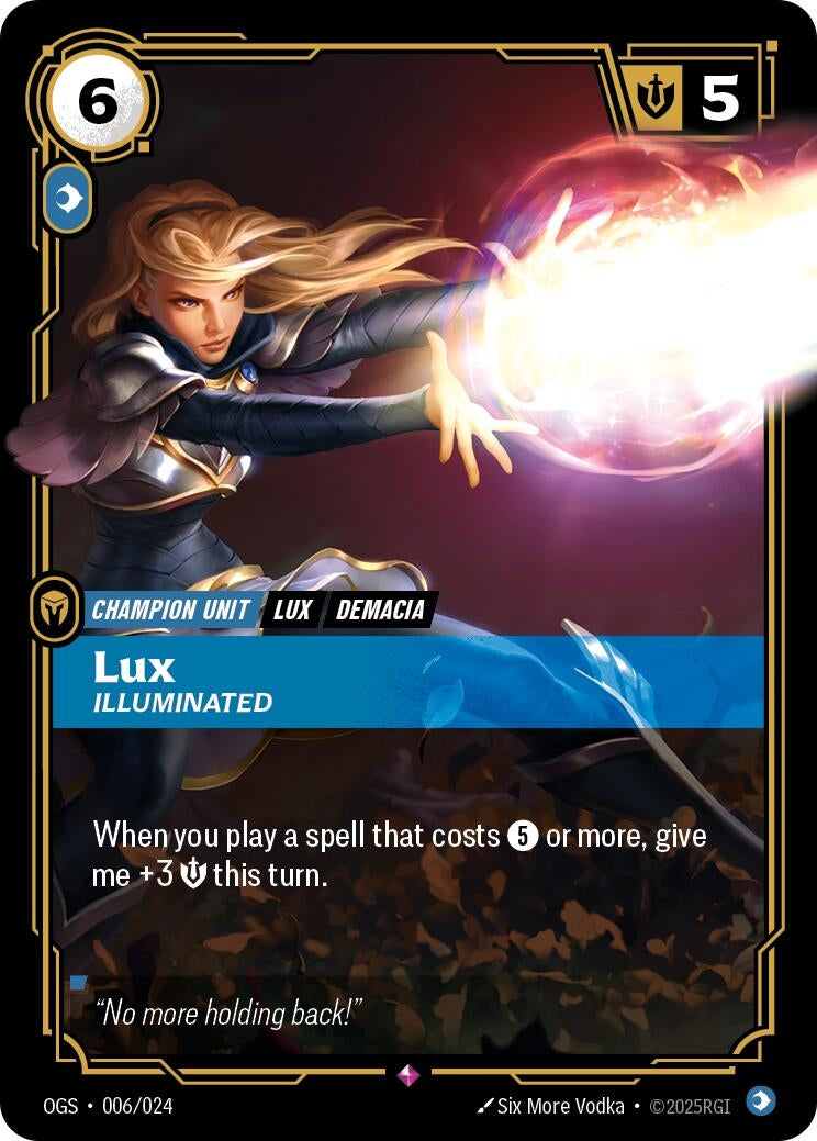 Image for Lux, Illuminated (006/024) (Origins: Proving Grounds) (OGS) - Riftbound: League of Legends Trading Card Game