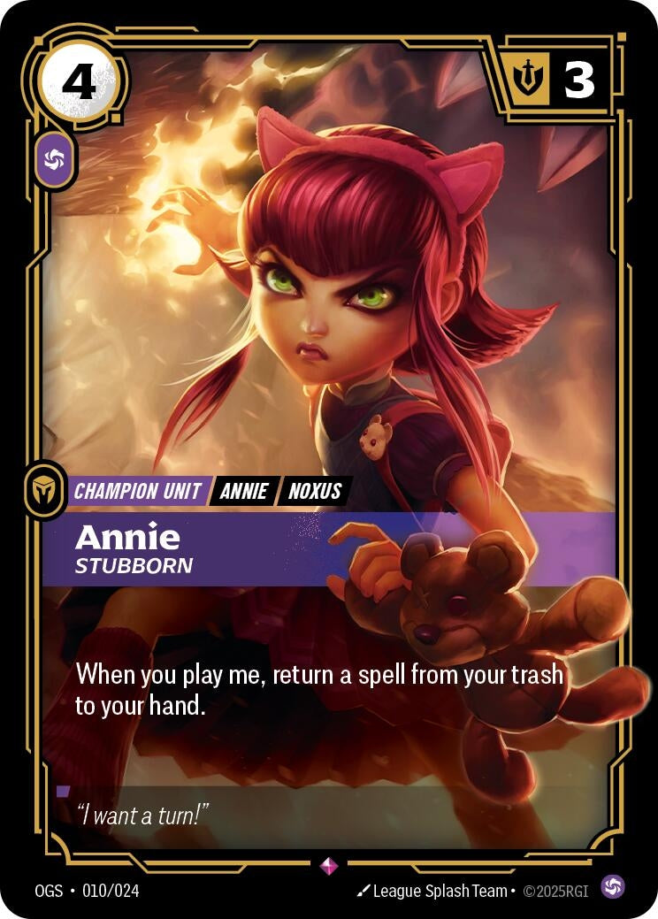 Image for Annie, Stubborn (010/024) (Origins: Proving Grounds) (OGS) - Riftbound: League of Legends Trading Card Game