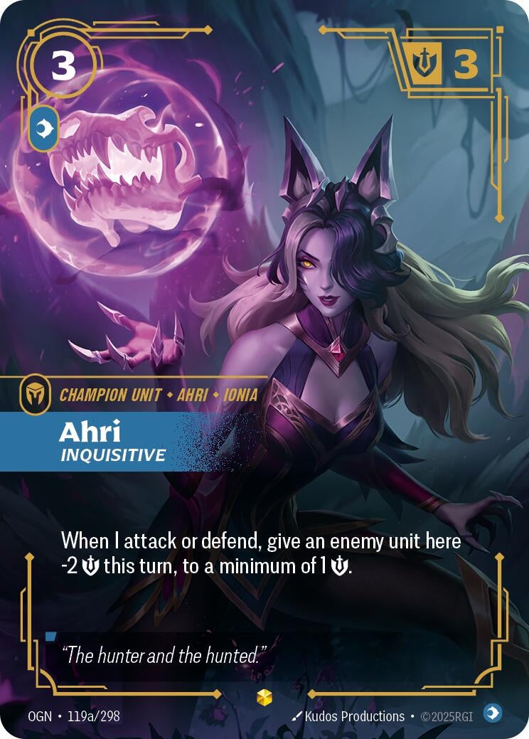 Image for Ahri, Inquisitive (Alternate Art) (119a/298) (Origins) (OGN) - Riftbound: League of Legends Trading Card Game