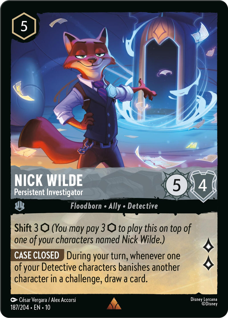 Image for Nick Wilde - Persistent Investigator (187/204) (Whispers in the Well) (10) - Disney Lorcana